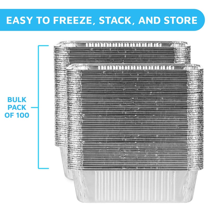 MontoPack Aluminum Disposable Loaf Pans | Deep Standard Size 8.5â€ x 4.5â€ Extra Thick Foil Bread Containers for Baking, Food Storage & Takeout | Eco-Friendly & Recyclable | Bulk 100-Pack 2 Pound Trays - Image 4